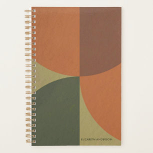 Bauhaus Terracotta Green Abstract Personalized Planner