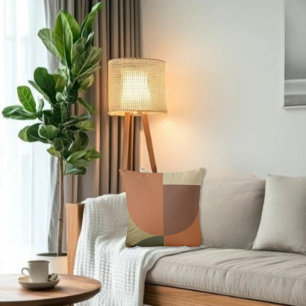 Bauhaus Terracotta Green Abstract Throw Pillow