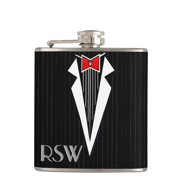 Bauhaus Tuxedo (Personalised Flask) Hip Flask (Front)