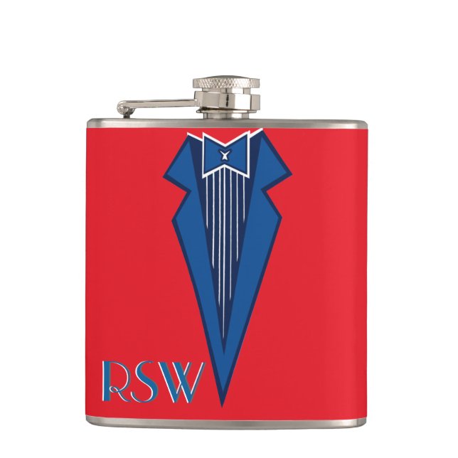 Bauhaus Tuxedo - RB (Personalised Flask) Hip Flask (Front)