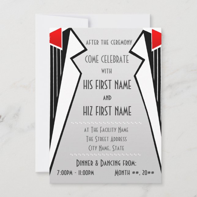 Bauhaus Tuxedo (Reception) Invitation (Front)