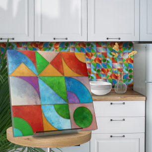 Bauhaus Watercolor geometric abstract N1 Ceramic Tile