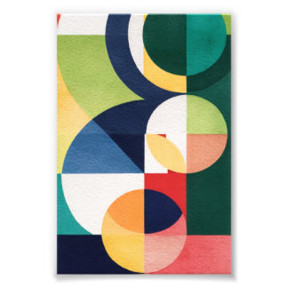Bauhaus Watercolor - Geometric Green Poster