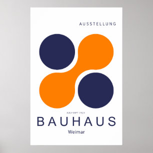 Bauhaus Weimar Orange Navy Circle Art Print