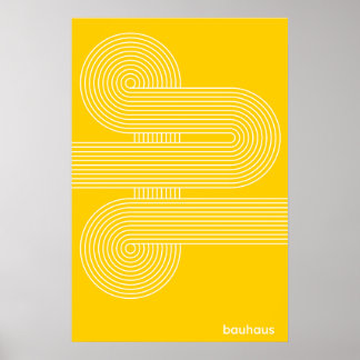Bauhaus Yellow S-Curve Line Art Print Bold