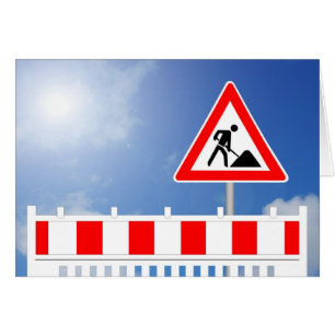 Baustelle, Baustellenabsperrung und Baustellenschi