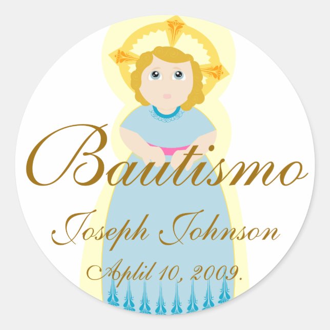 "Bautismo" Sticker-Customise Classic Round Sticker (Front)