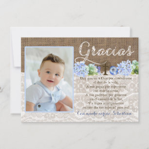 Bautismo thank you Gracias card in Spanish