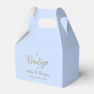 Bautizo Blue Gold Cross Spanish Baptism Boy  Favour Box