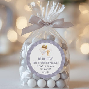 Bautizo Boy Angel Cute Baptism Christening Favours Classic Round Sticker