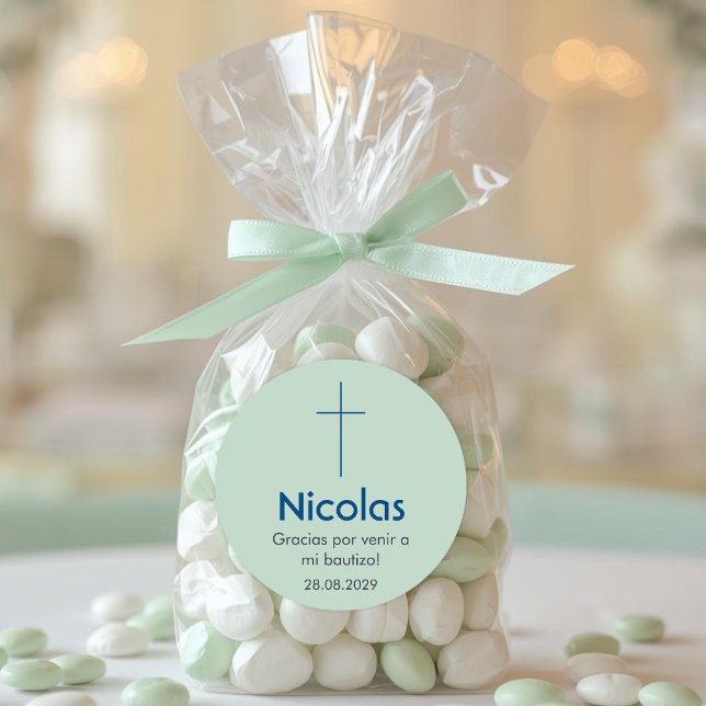 Bautizo Catholic Baptism Christening and Favours Classic Round Sticker (Creator Uploaded)