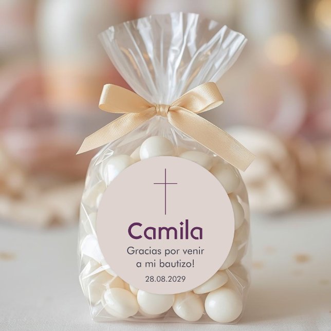 Bautizo in spanish Baptism Christening Favours Classic Round Sticker (Creator Uploaded)