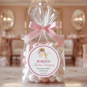 Bautizo in spanish Cute Baptism Christening Favour Classic Round Sticker
