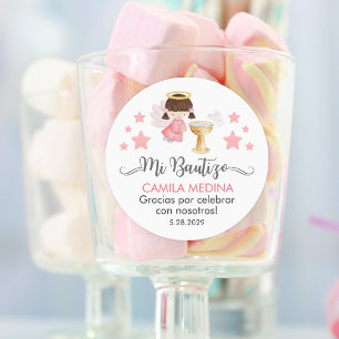 Bautizo in spanish Cute Baptism Christening Favour Classic Round Sticker