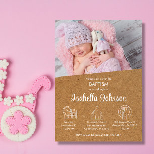 Bautizo Invitacion Cute Photo Elegant Girl Baptism Invitation