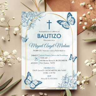 Bautizo Invitacion Elegant Butterflies Baptism Invitation