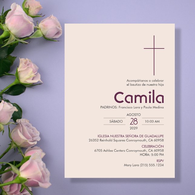 Bautizo Invitacion Elegant Minimalist Baptism Invitation (Creator Uploaded)