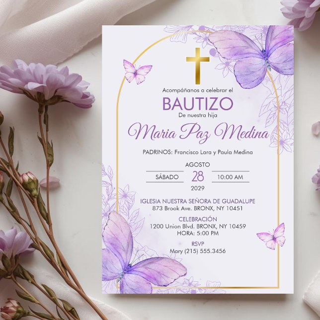 Bautizo Invitacion in spanish Baptism Butterflies Invitation (Creator Uploaded)
