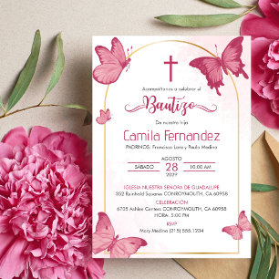Bautizo Invitacion in spanish Baptism Butterflies Invitation