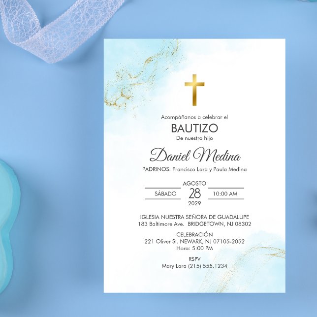 Bautizo Invitacion Minimalist Religious Baptism Invitation (Creator Uploaded)