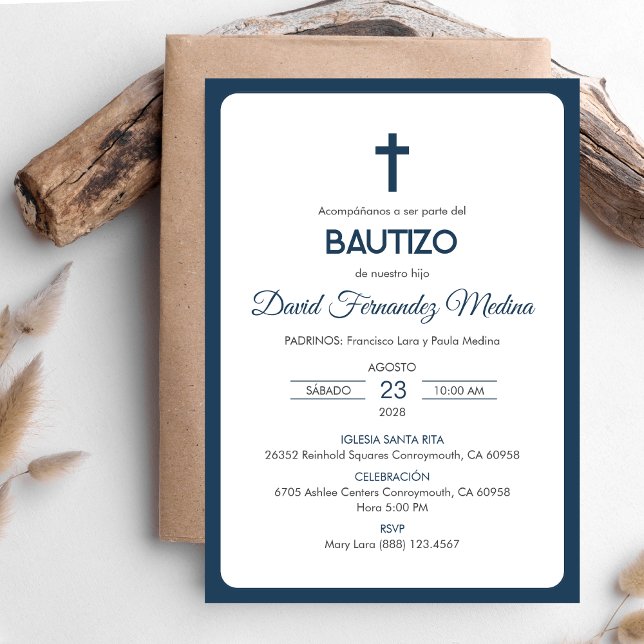 Bautizo Invitacion Simple and Minimalist Baptism Invitation (Creator Uploaded)