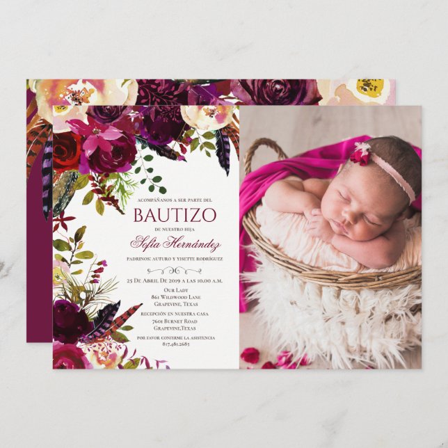 Bautizo Invitacione De bautizo Baptism Invitation (Front/Back)