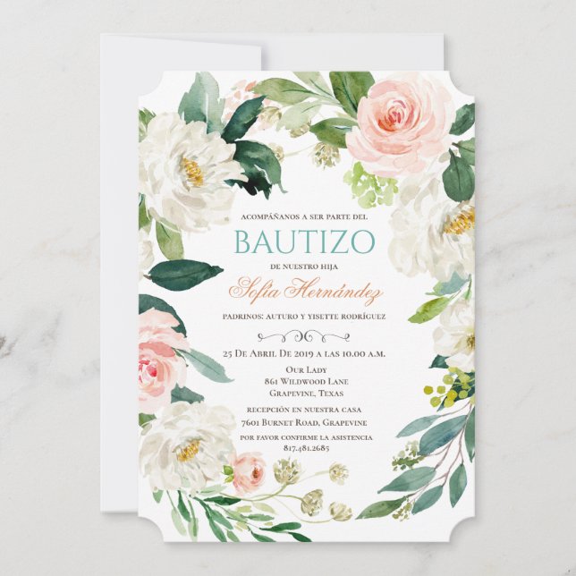 Bautizo Niña Invitacione De bautizo Niña Baptism Invitation (Front)