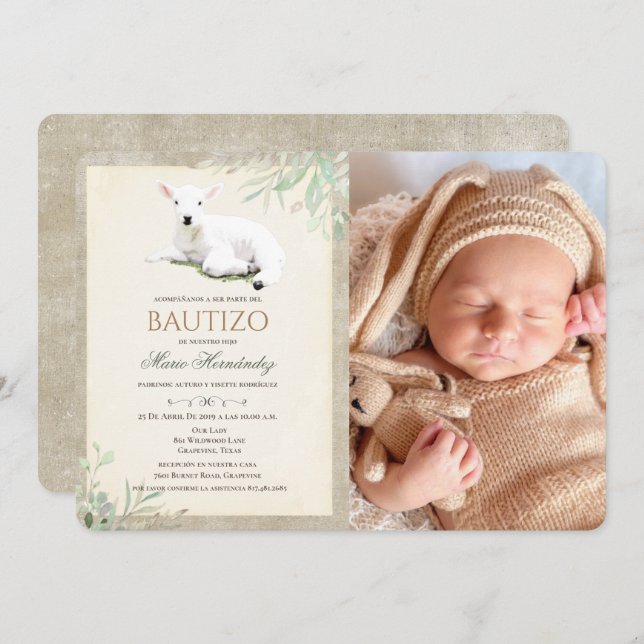 Bautizo Niño Invitacione De bautizo Niño Baptism Invitation (Front/Back)