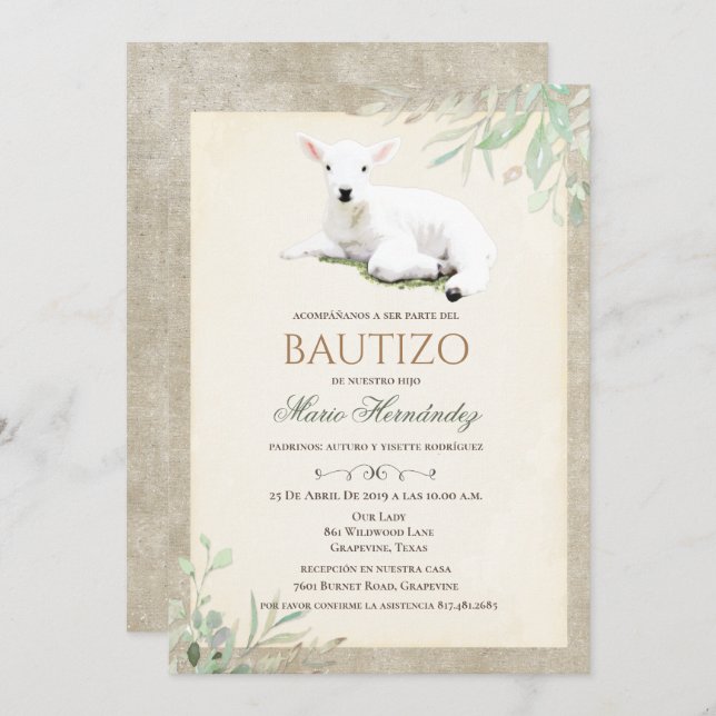 Bautizo Niño Invitacione De bautizo Niño Baptism Invitation (Front/Back)