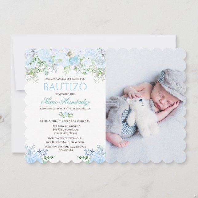 Bautizo Niño Invitacione De bautizo Niño Baptism Invitation (Front)
