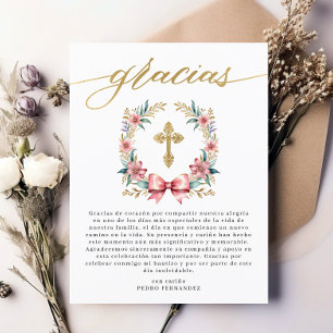 Bautizo Pink & Gold Spanish Thank You Postcard