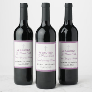 Bautizo y Primer Cumpleaños Baptism First Birthday Wine Label