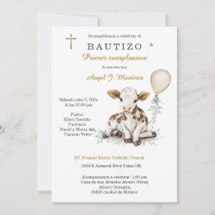  Bautizo y Primer Cumpleaños Niño Invitation