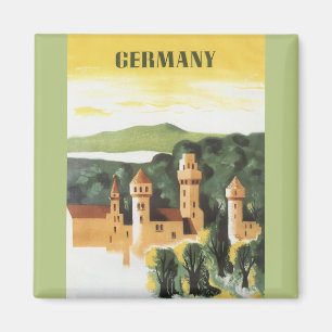 Bavaria, Germany, German Castle Vintage Travel Art Magnet