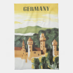Bavaria, Germany, German Castle Vintage Travel Art Tea Towel