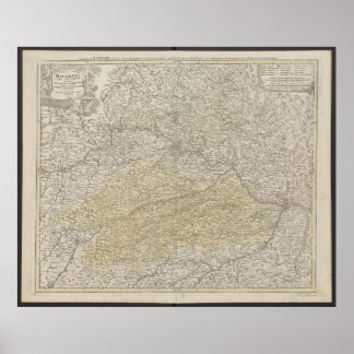 Bavaria Map, Germany Poster, Historical Map 1712 Poster