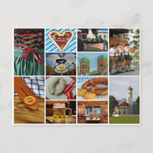 bavaria, oktoberfest, munich, bavarian collage postcard