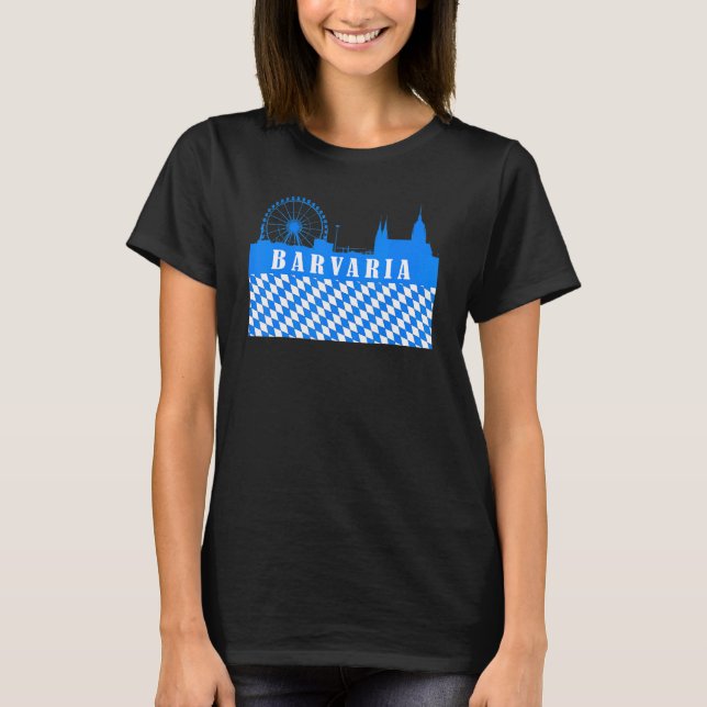 Bavaria Skyline Ferris Wheel Free State Of Bavaria T-Shirt (Front)