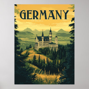 Bavaria Travel Souvenir - Vintage German Castle Poster