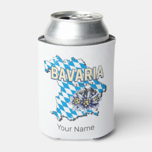 Bavaria with Vintage Map and Edelweiss Design Can Cooler