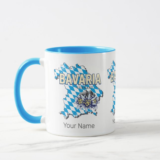 Bavaria with Vintage Map and Edelweiss Design Mug (Left)
