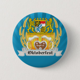 Bavarian Arms and Beer Oktoberfest Button