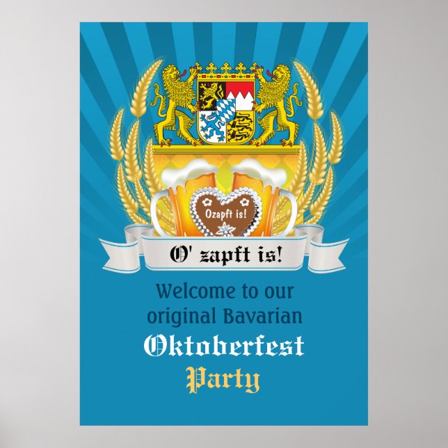 Bavarian Arms and Beer Oktoberfest Poster (Front)