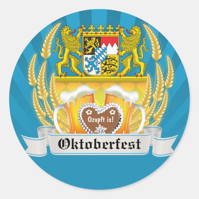 Bavarian Arms and Beer Oktoberfest Sticker (Front)