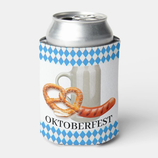 Bavarian Beer Stein Sausage Pretzel Oktoberfest Can Cooler (Can Front)