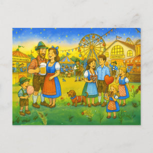 Bavarian culture Oktoberfest with Fair Holiday Postcard