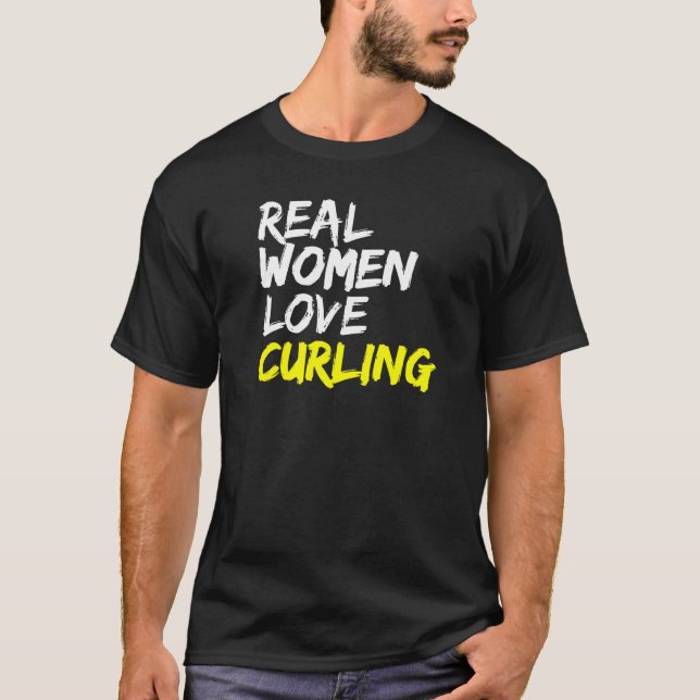 Bavarian Curling Team Real Women Love Curling T-Shirt (Front)