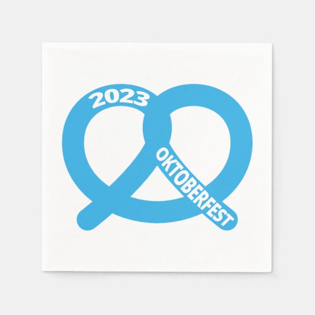 Bavarian Flag Colours Pretzel Brezel Oktoberfest Napkin (Front)