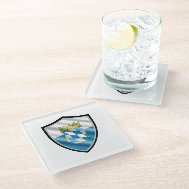 Bavarian flag glass coaster (Angled)