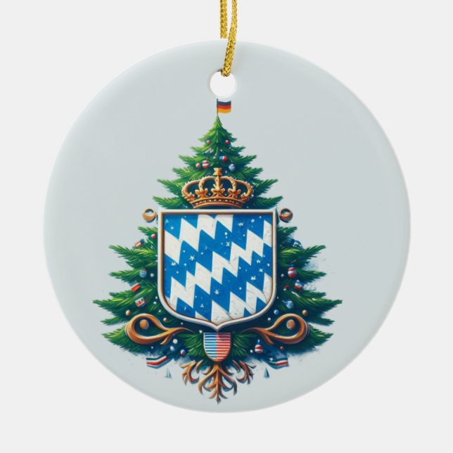 BAVARIAN FLAG INSPIRED  CERAMIC ORNAMENT (Front)